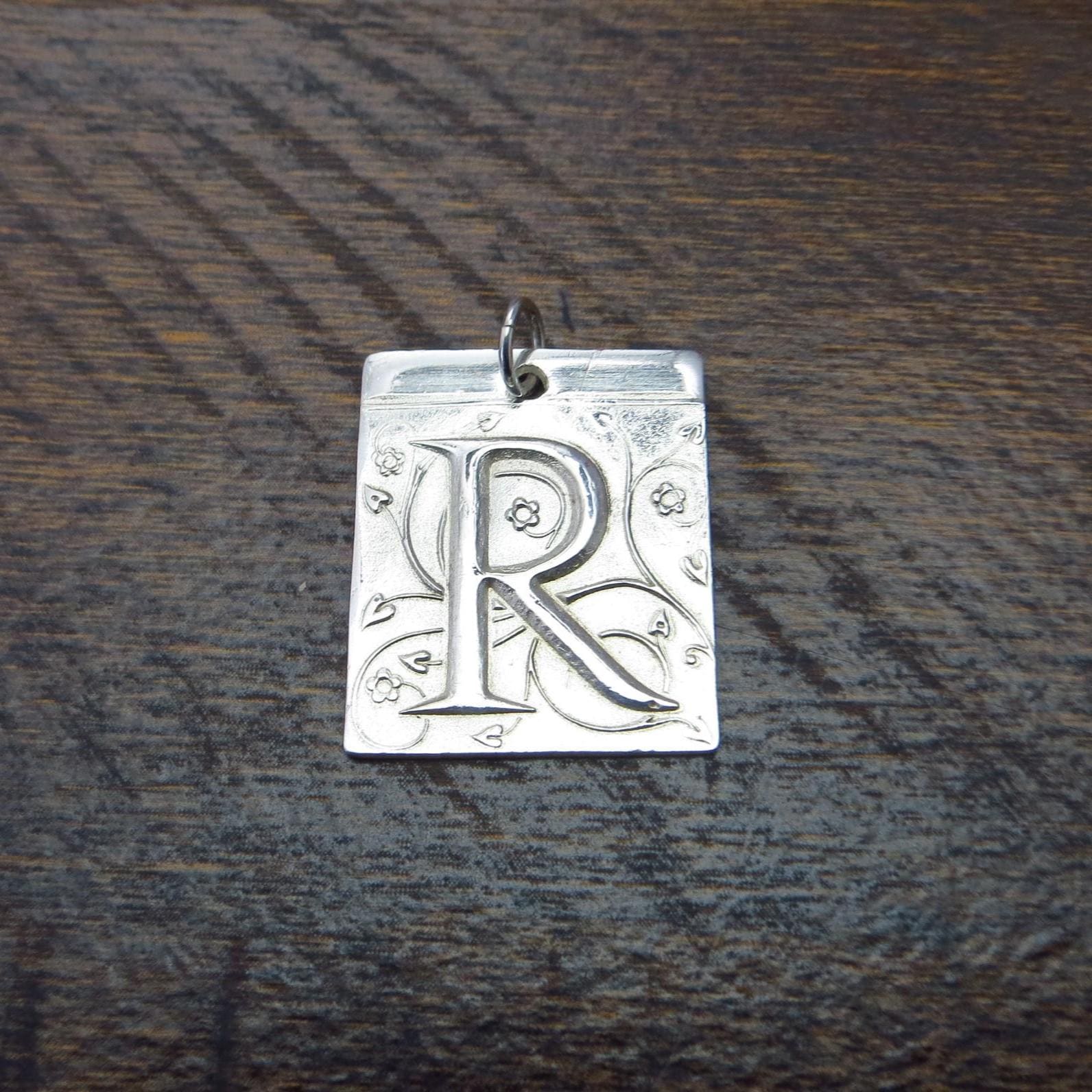 Pure Silver Initial Pendant, .999 Fine Silver, PMC - Large