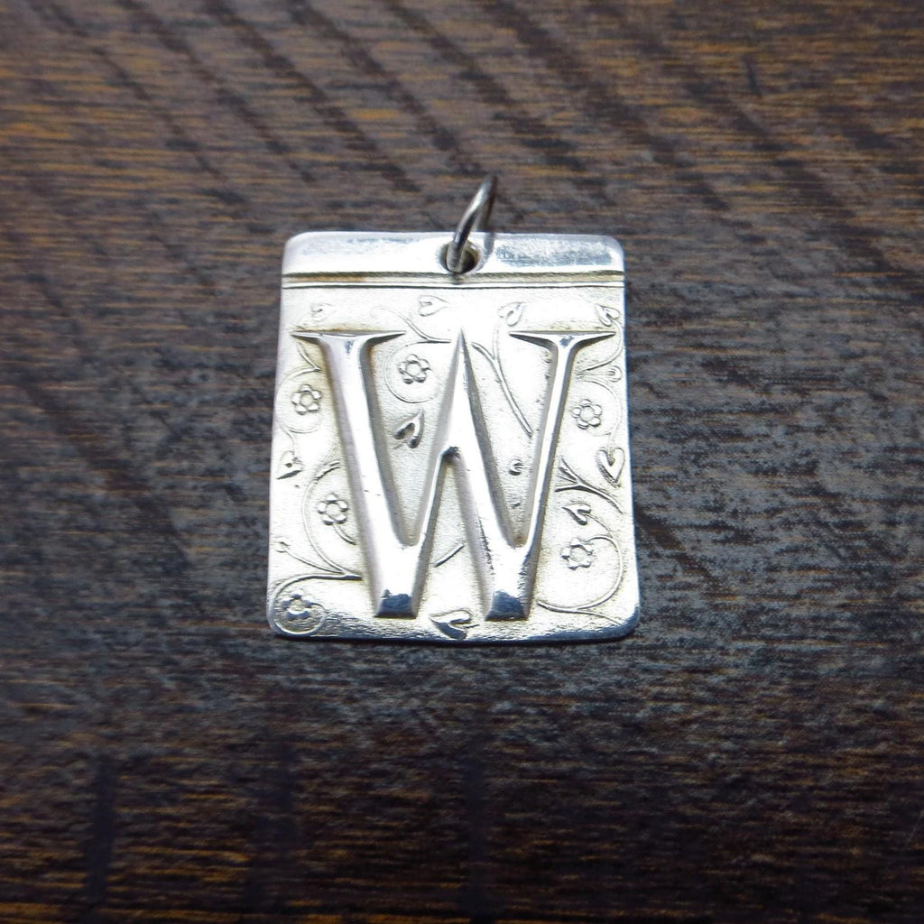 Pure Silver Initial Pendant, .999 Fine Silver, PMC - Large