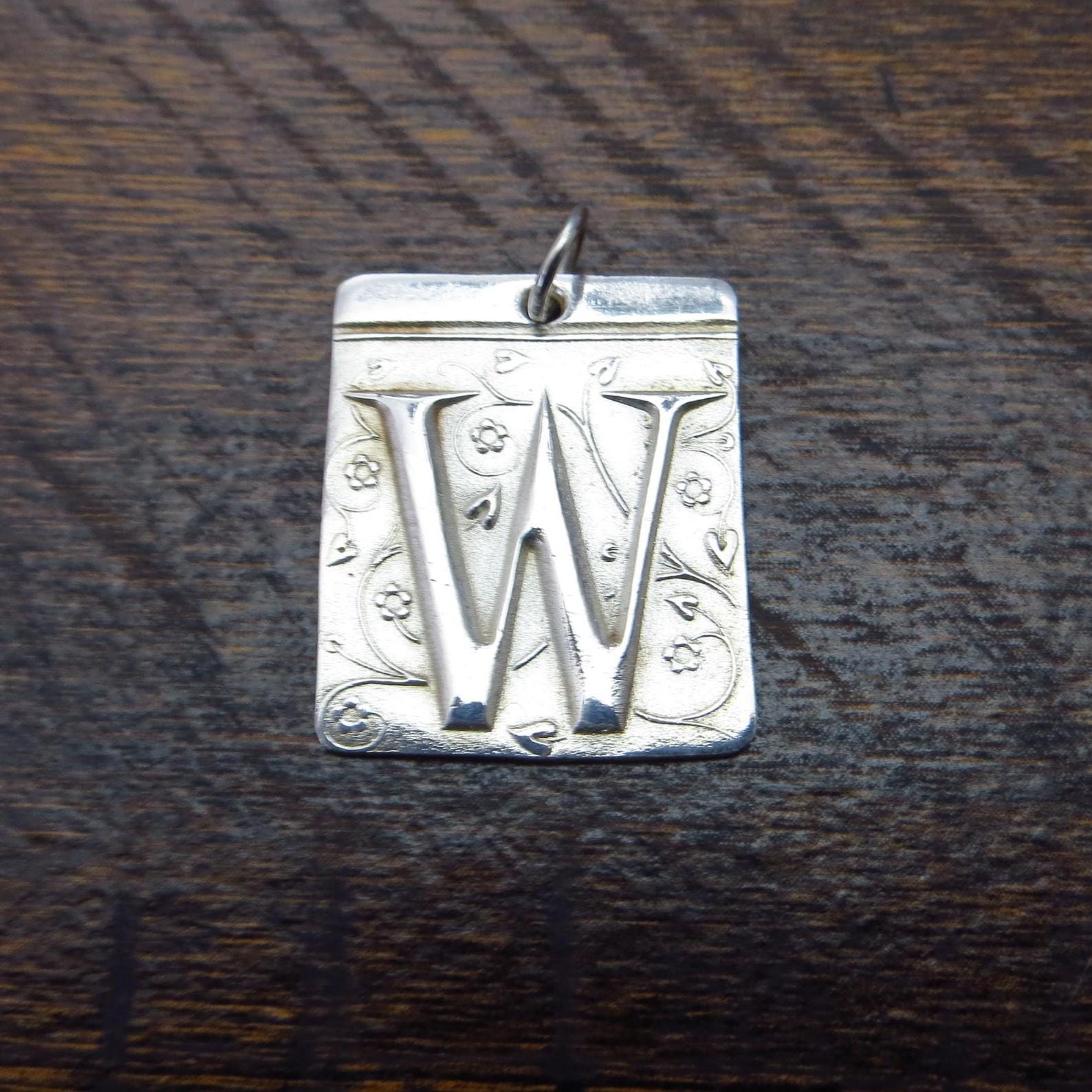 Pure Silver Initial Pendant, .999 Fine Silver, PMC - Large