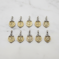Gold Monogram Pendant with Floral Silver Setting
