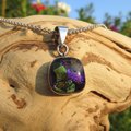 Iridescent Dichroic Fused Glass Pendant Set in Sterling Silver