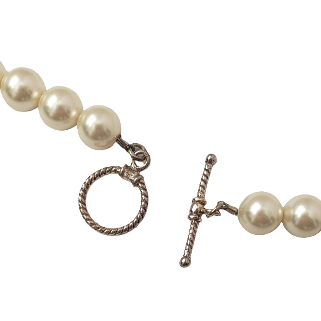 White Swarovski Pearl Necklace With Sterling Silver Toggle