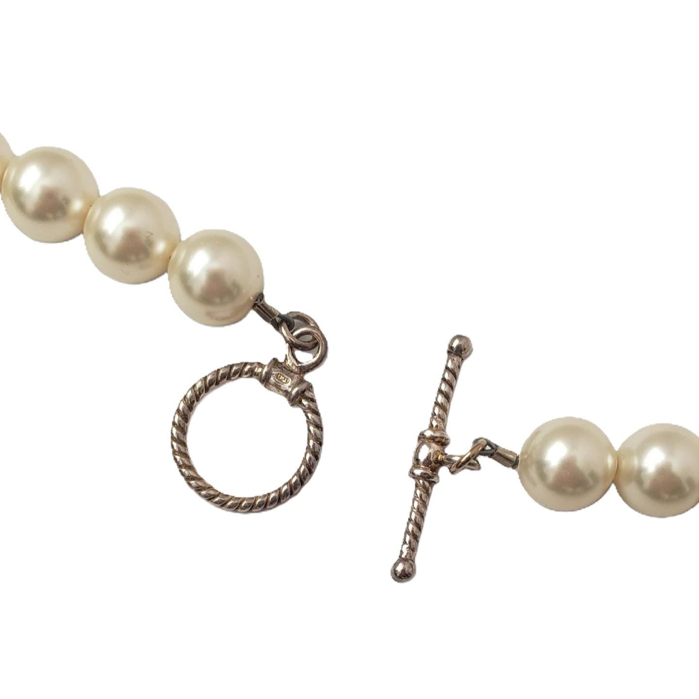 White Swarovski Pearl Necklace With Sterling Silver Toggle