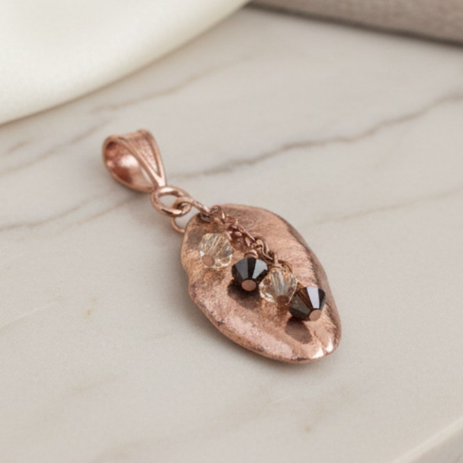 Copper-Dipped Real Leaf Pendant