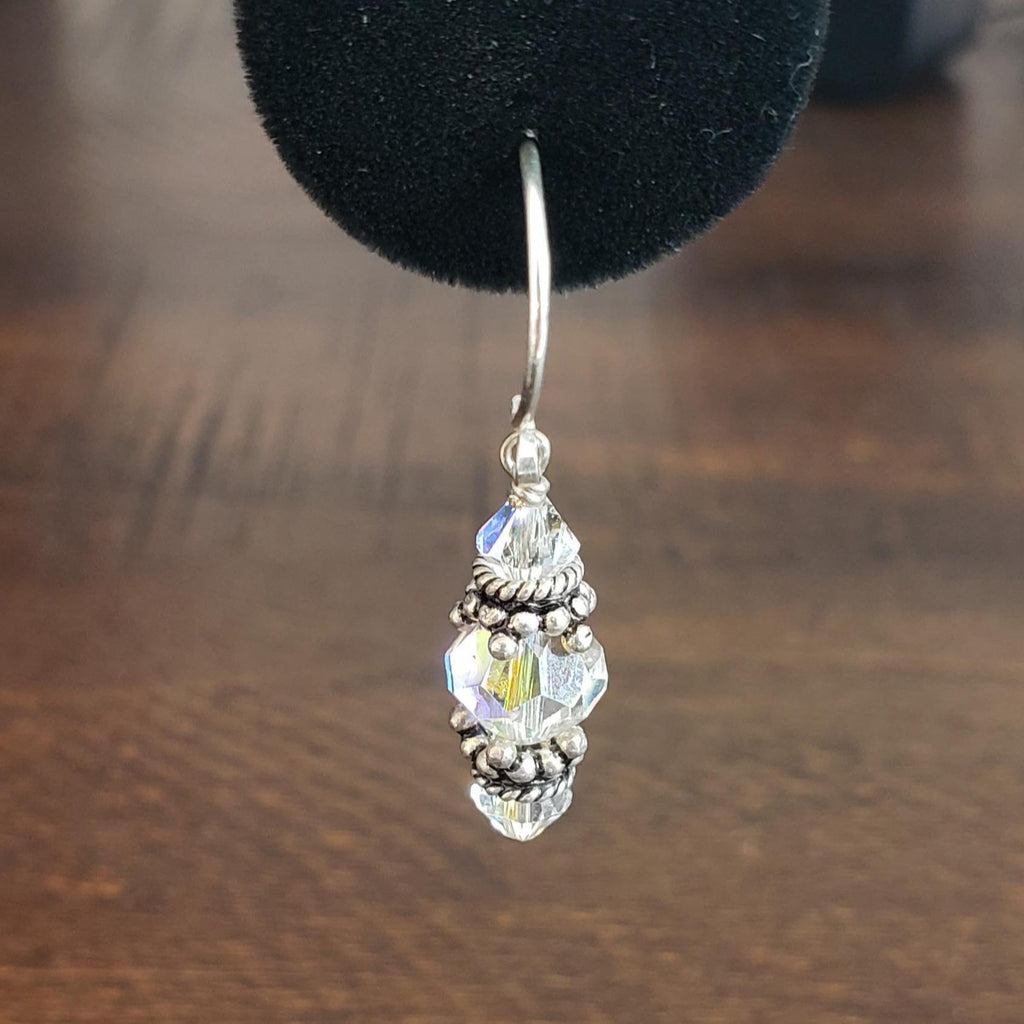 Sterling Silver Bali and Swarovski Crystal Earrings.