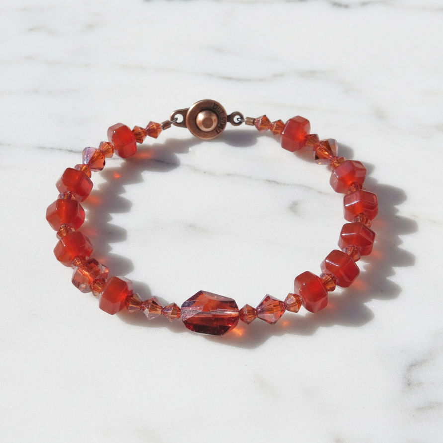 Swarovski Crystal and Carnelian Bracelet