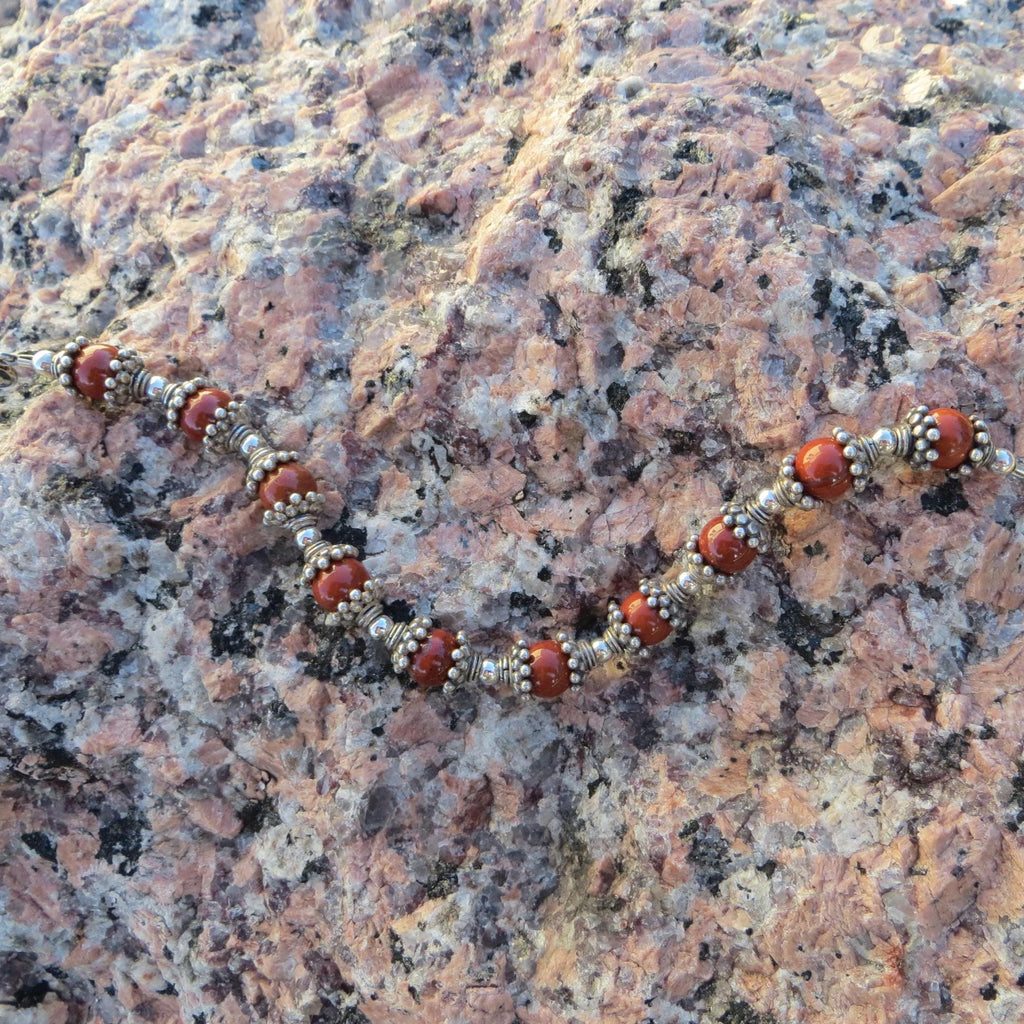 Red Jasper and Sterling Bali Bracelet
