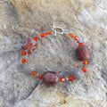 Tibetan agate and Bali silver bracelet, with Swarovski crystal and sterling toggle.
