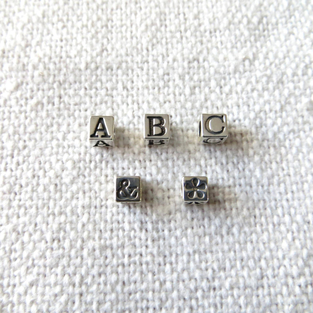 Sterling Silver Letter Beads & Symbols - 4.5mm with 3mm Hole - Made in the U.S.A.