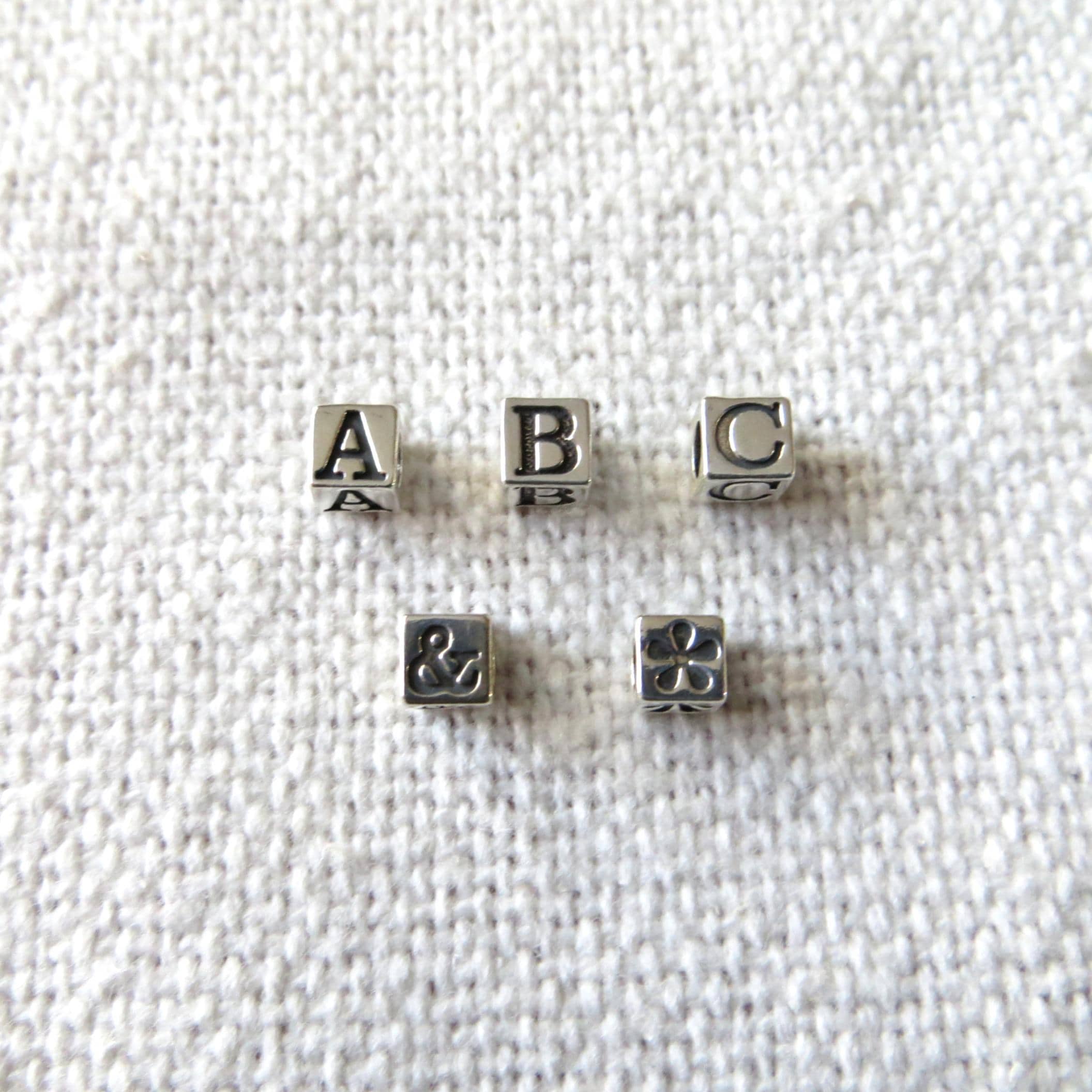 Sterling Silver Letter Beads & Symbols - 4.5mm with 3mm Hole - Made in the U.S.A.