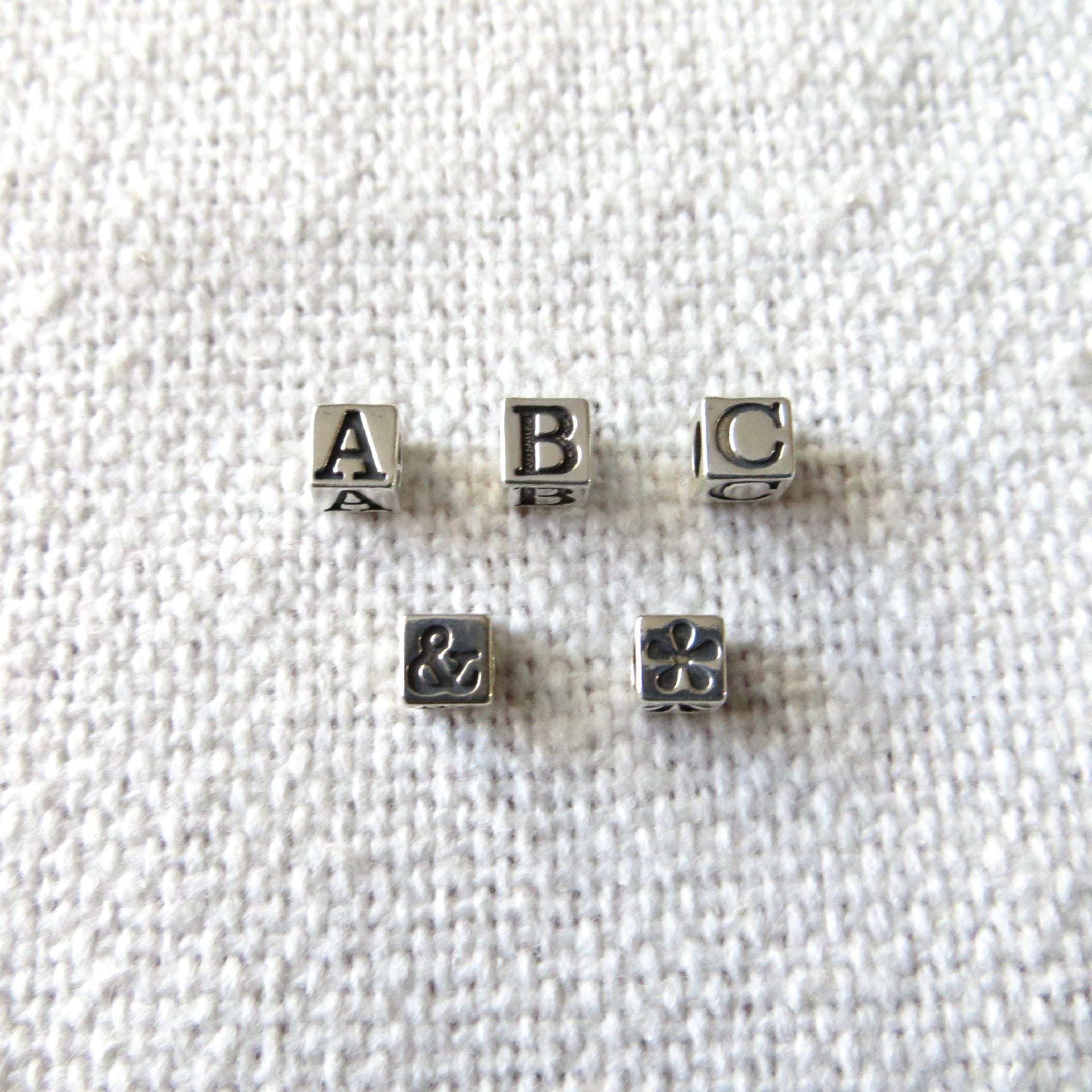 Sterling Silver Letter Beads & Symbols - 4.5mm with 2mm Hole - Made in the U.S.A.