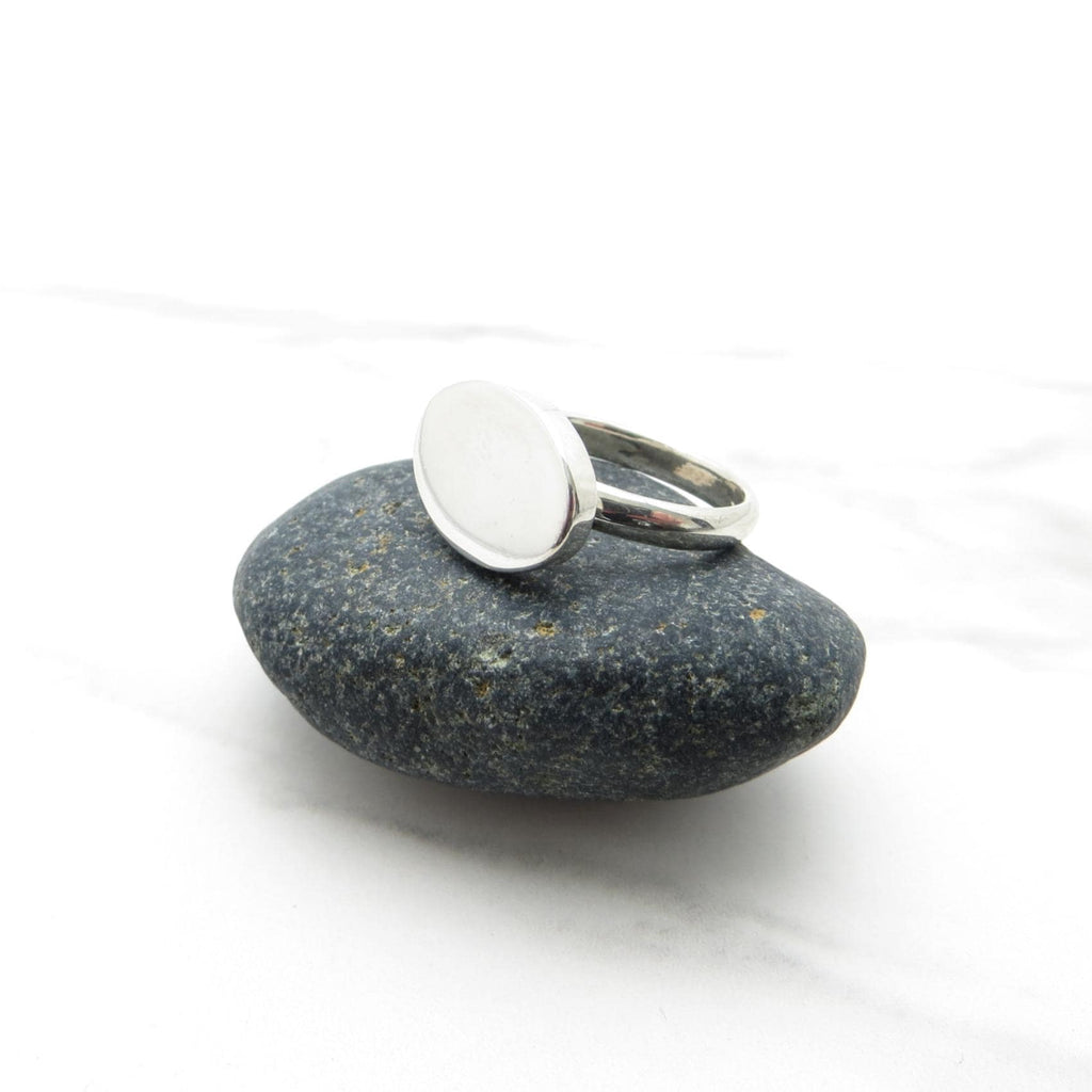 Sterling Silver Engravable Ring - 11 x 15mm Oval Face -Size 4.75