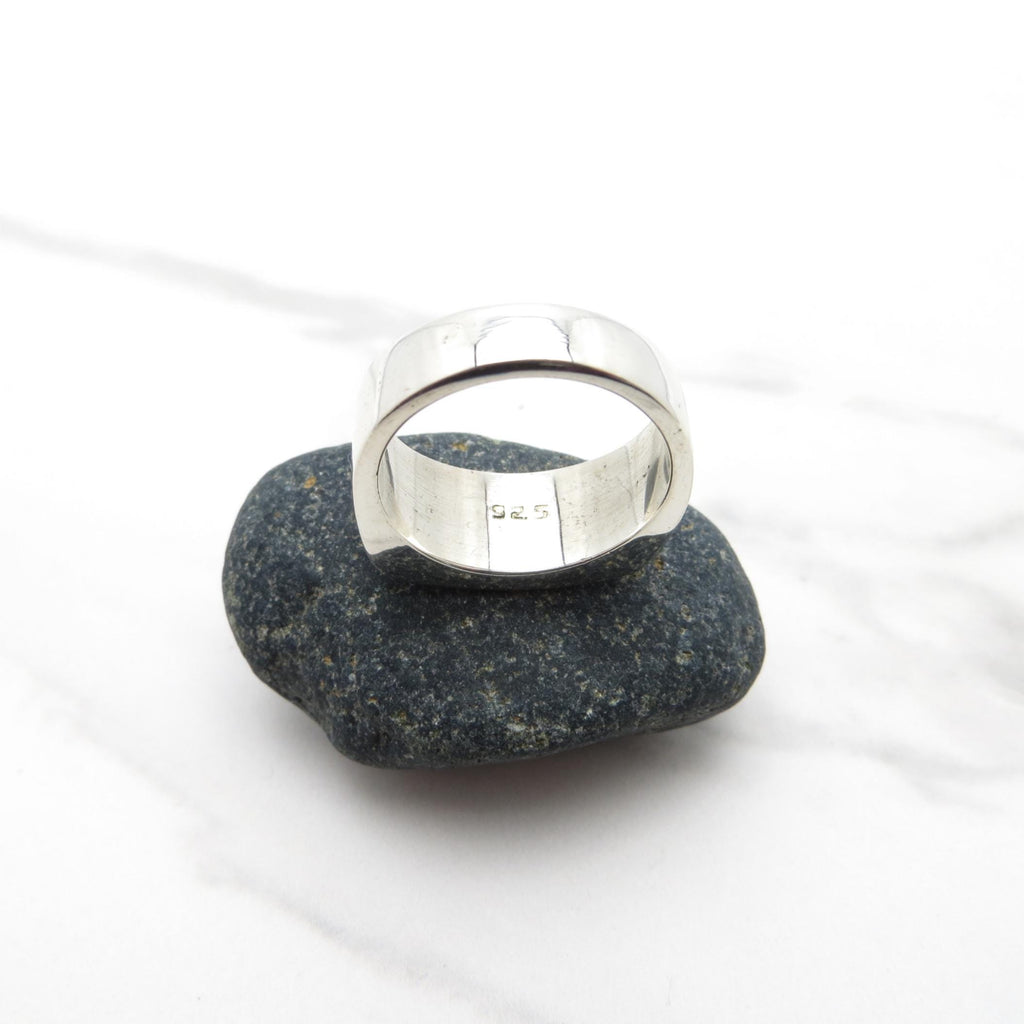 Sterling Silver Engravable Ring - Curved Rectangular Face -Size 7.75