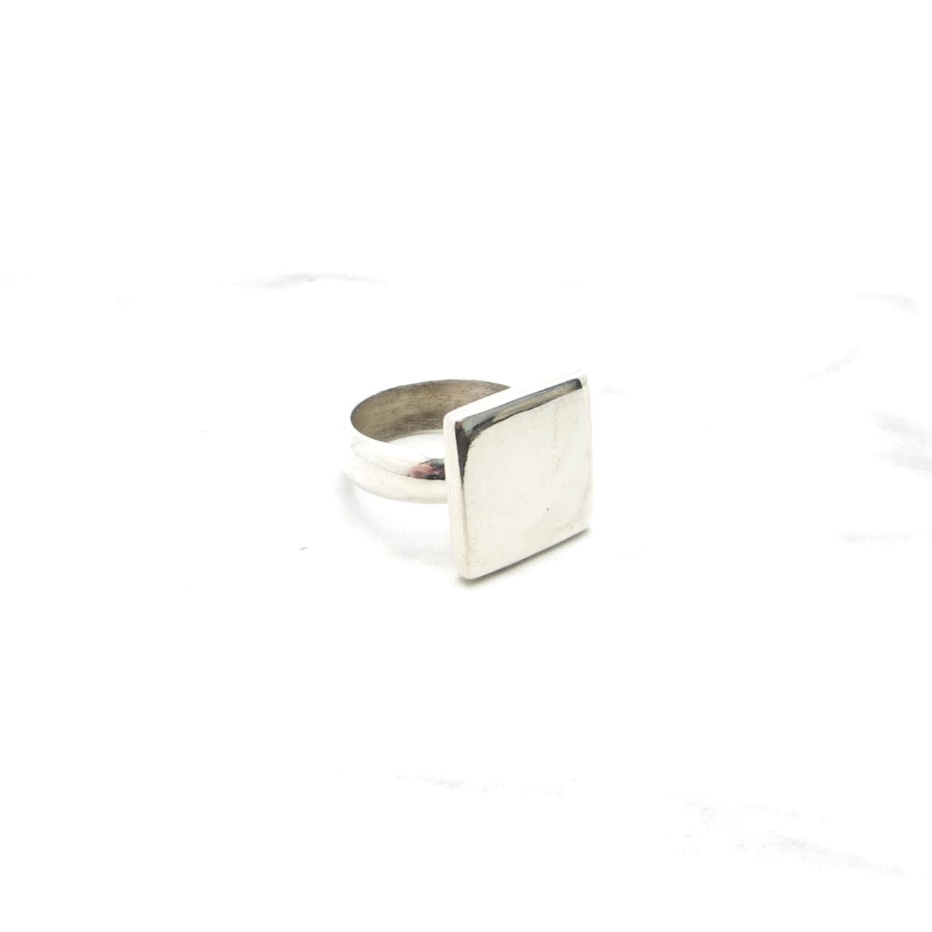 Sterling Silver Engravable Ring - 14mm Square Face - Solid Band - Size 5 - .925