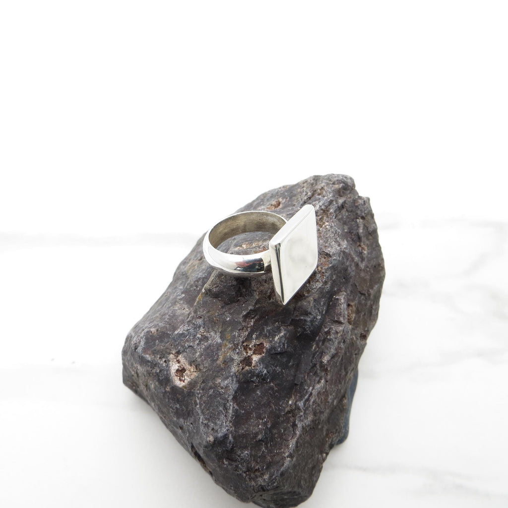 Sterling Silver Engravable Ring - 14mm Square Face - Solid Band - Size 5 - .925