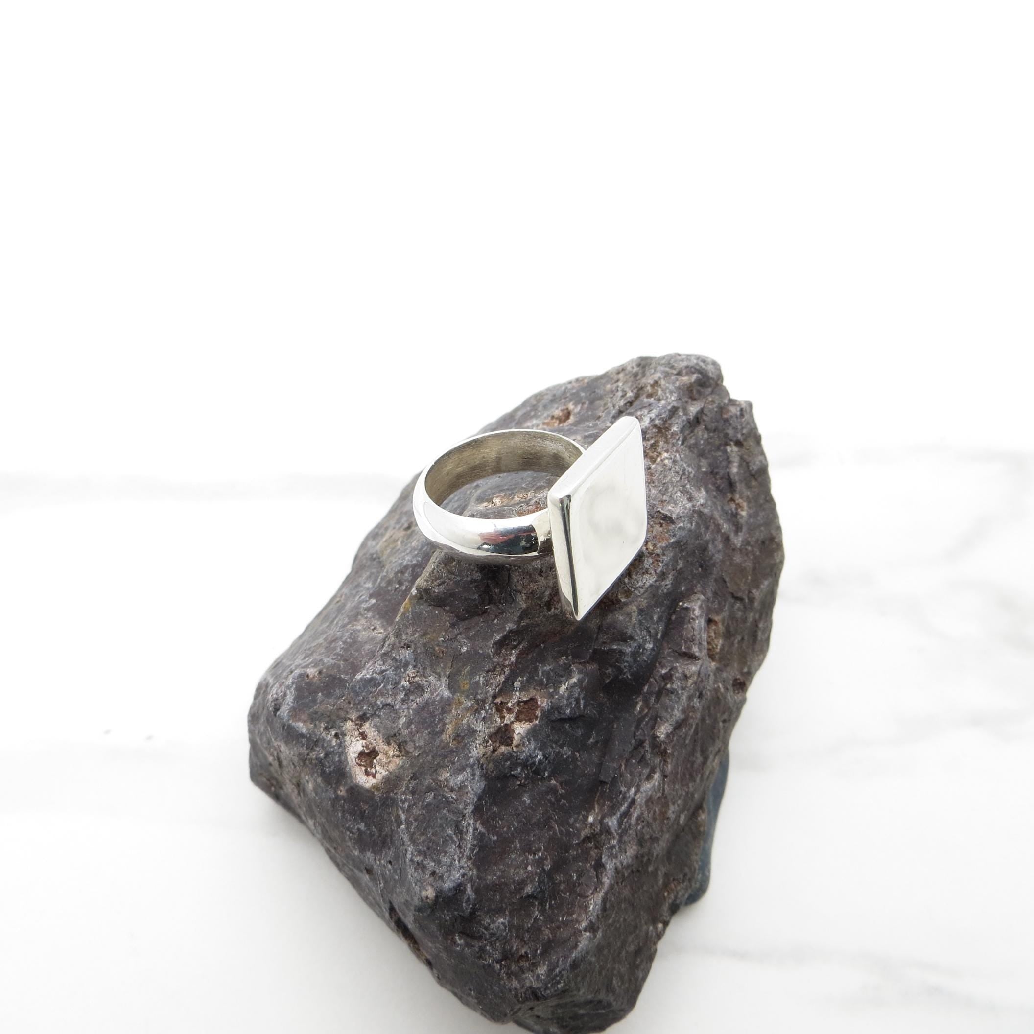 Sterling Silver Engravable Ring - 14mm Square Face - Solid Band - Size 5 - .925