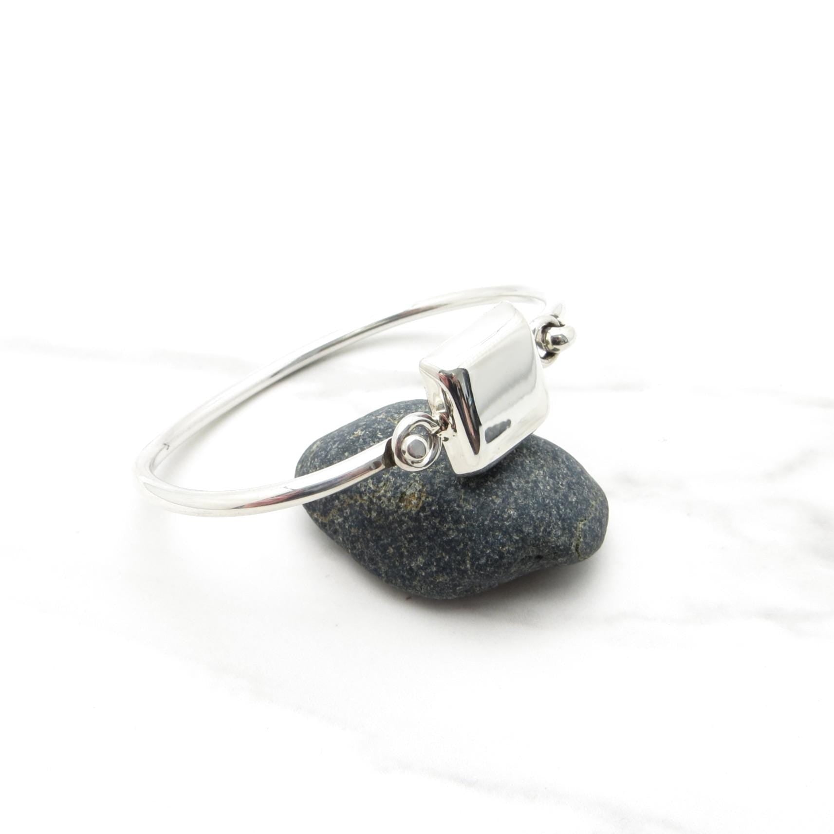 Sterling Silver Square Engravable Hinged Bracelet