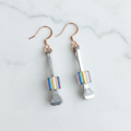 Copper Horseshoe Nail Earrings with Furnace Glass Beads by David Christensen