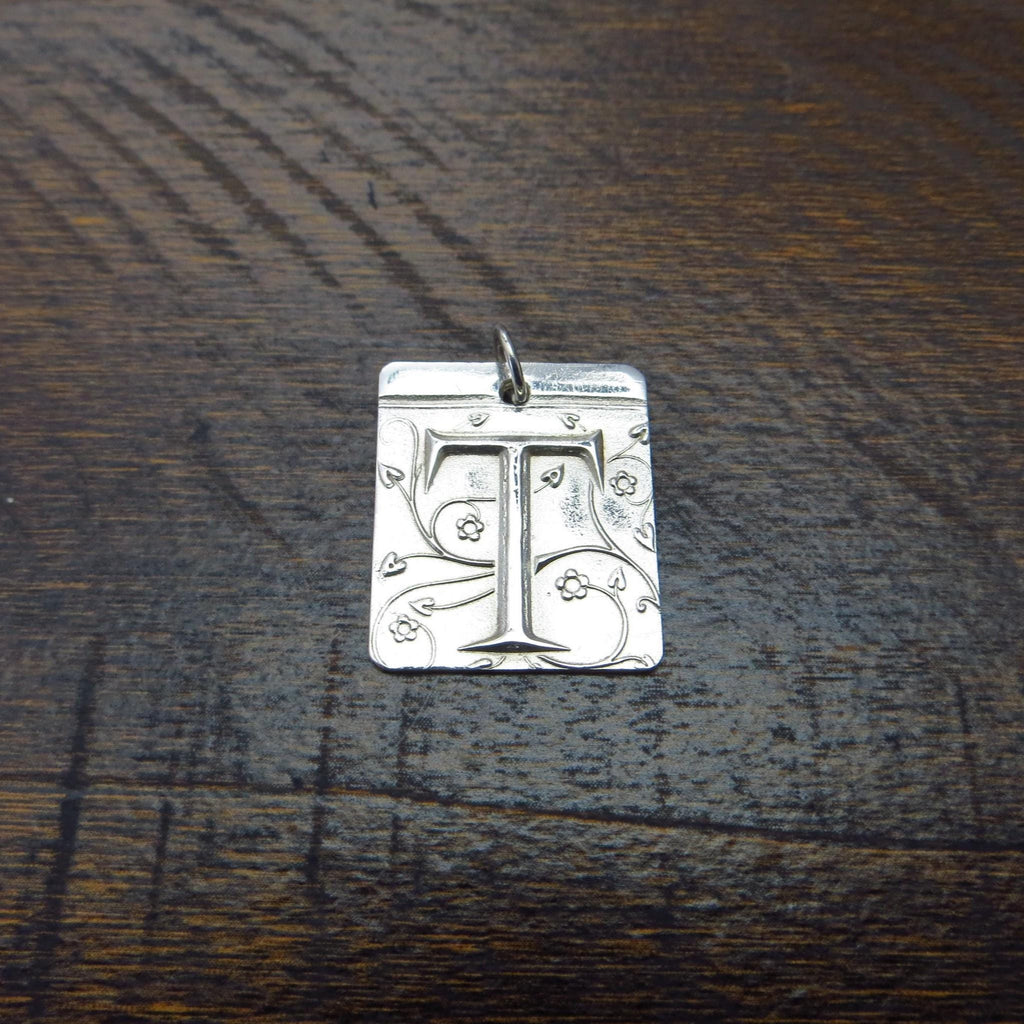 Pure Silver Initial Pendant, .999 Fine Silver, PMC - Large