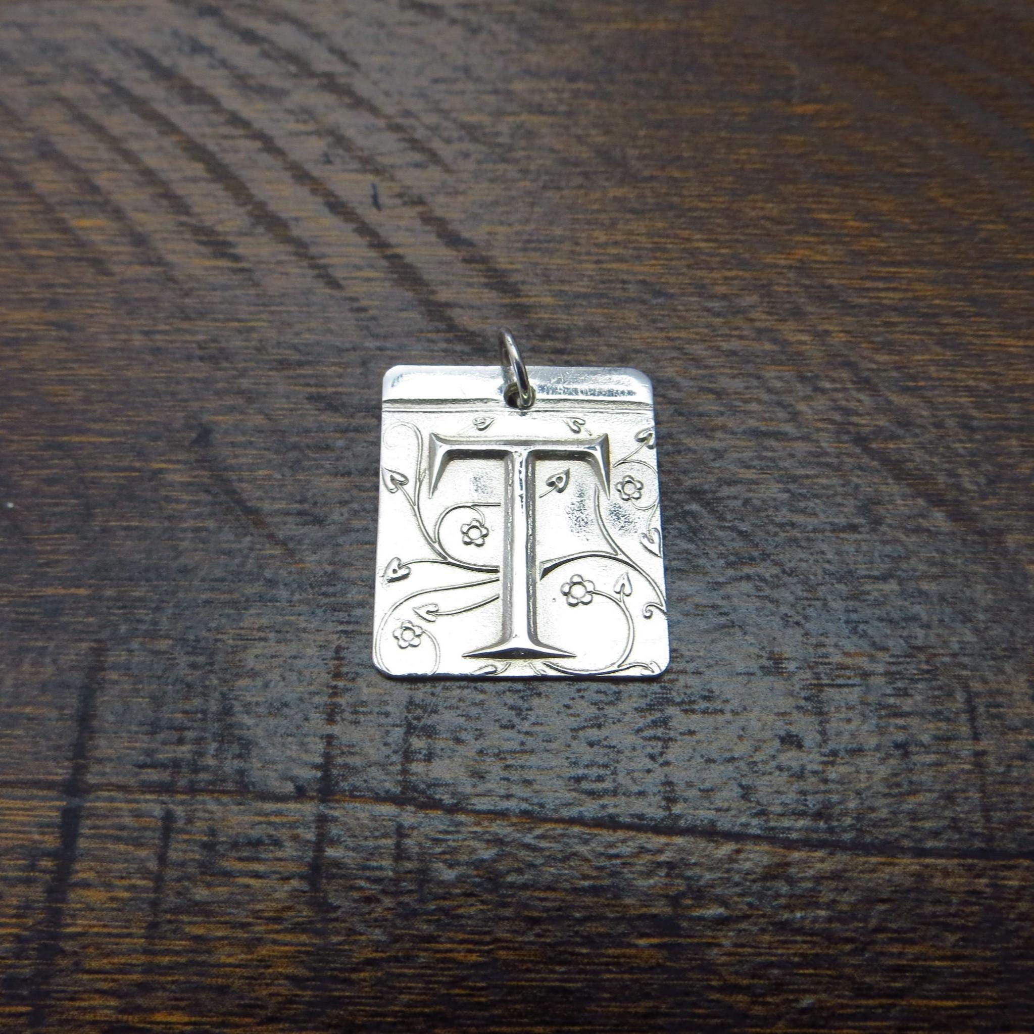 Pure Silver Initial Pendant, .999 Fine Silver, PMC - Large