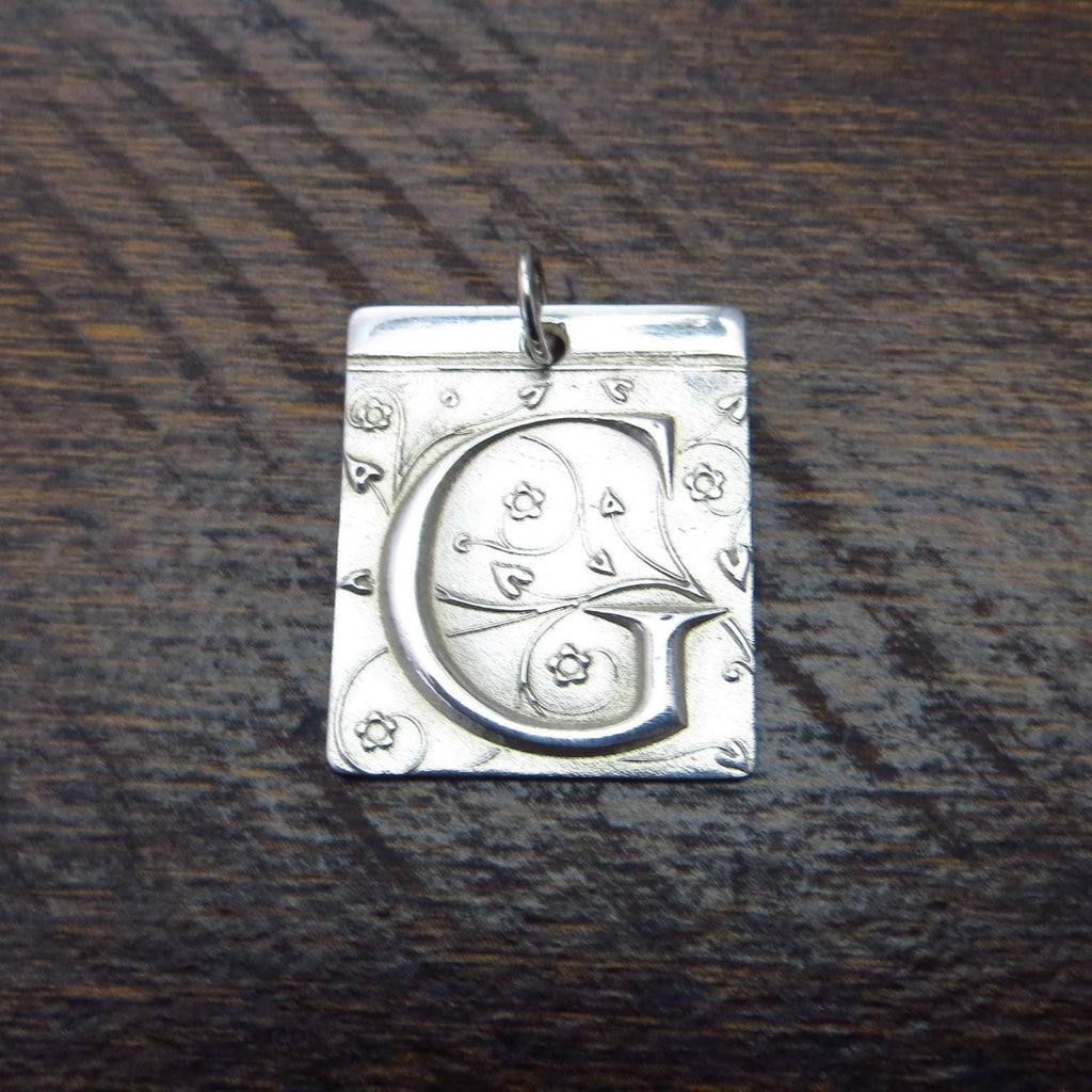 Pure Silver Initial Pendant, .999 Fine Silver, PMC - Large