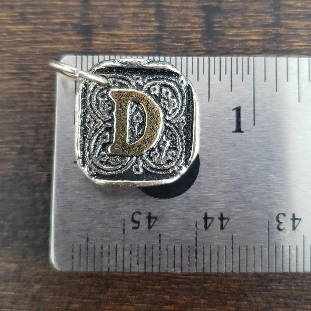 Wax Insignia Silver-Plated with 14k Initial Pendant
