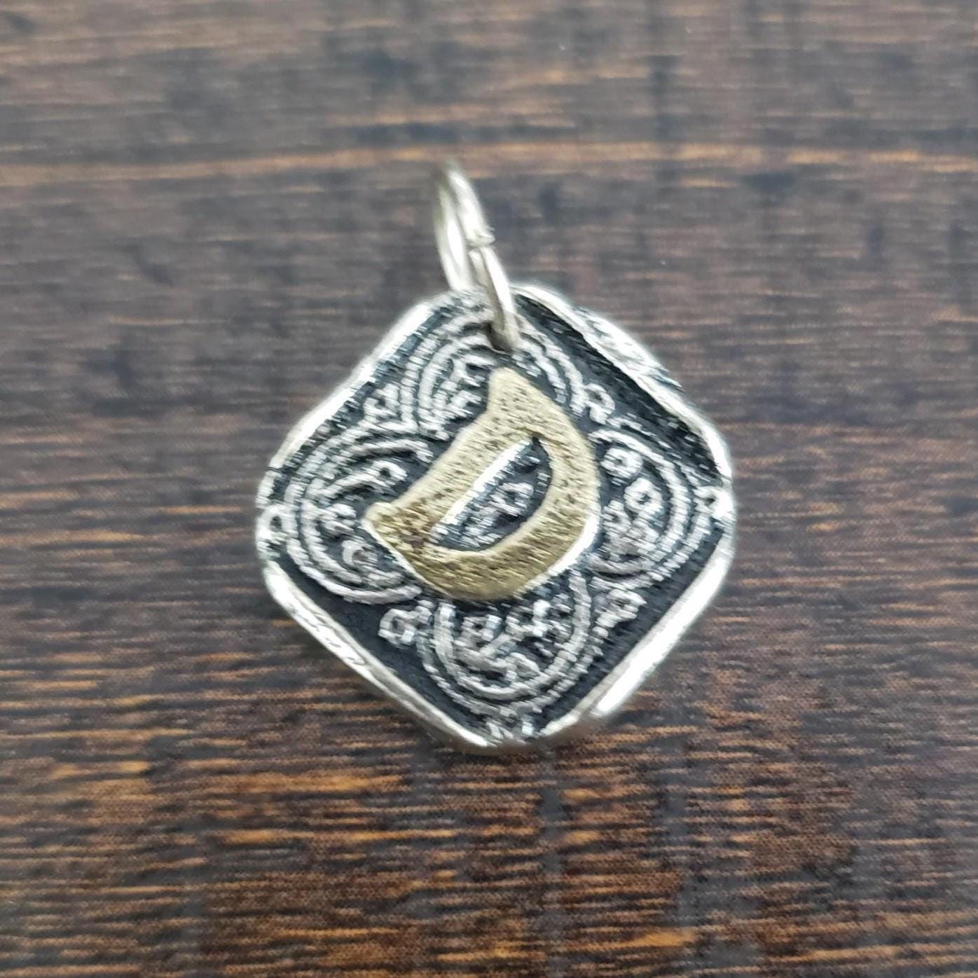 Wax Insignia Silver-Plated with 14k Initial Pendant