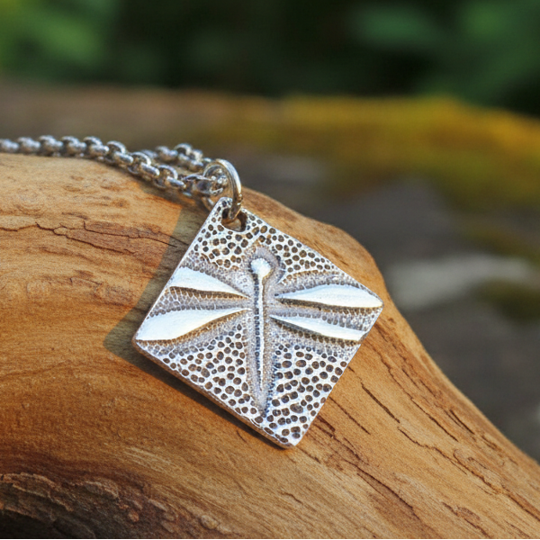 Fine Silver Dragonfly Pendant, 99.9% Pure Silver