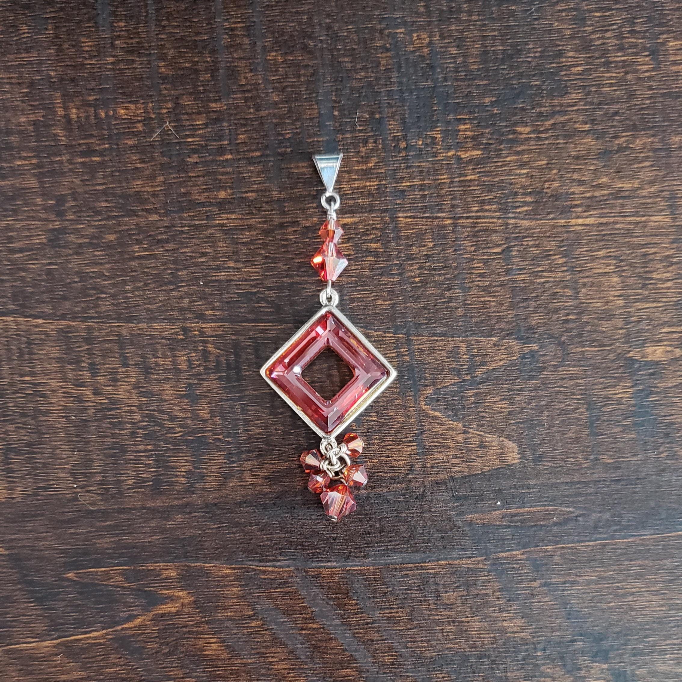 Swarovski Drop Pendant with Crystal Cluster