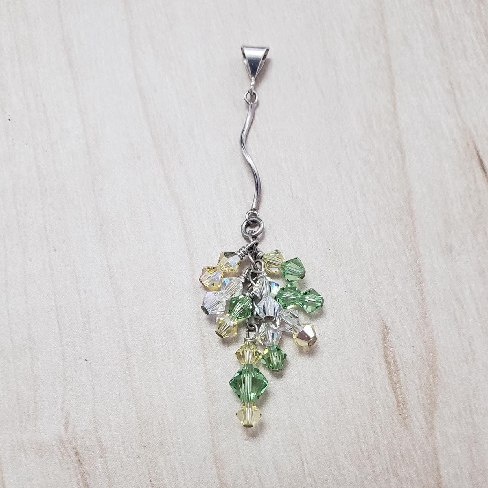 Swarovski Crystal Cluster Drop Pendant, with sterling silver.