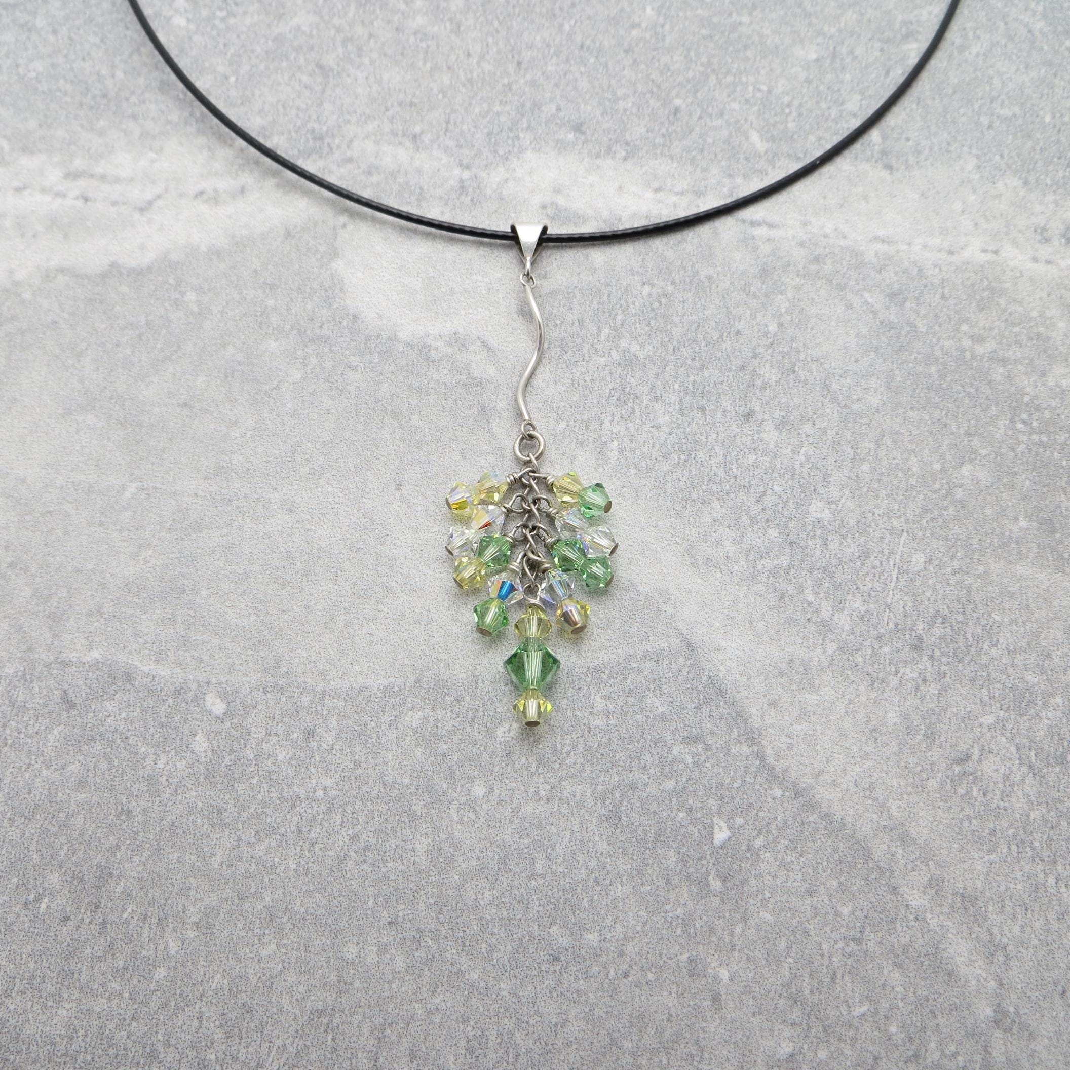 Swarovski Crystal Cluster Drop Pendant, with sterling silver.