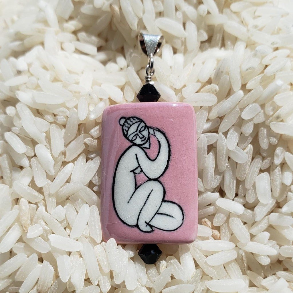Hand Painted Porcelain Goddess Pendant