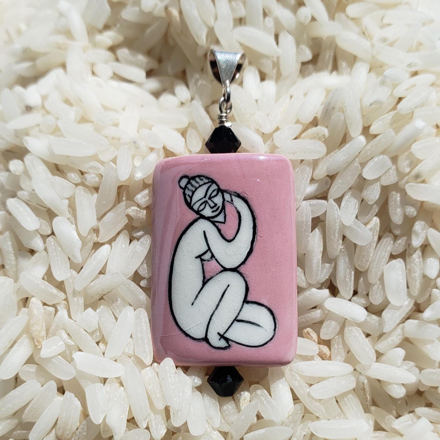 Hand Painted Porcelain Goddess Pendant