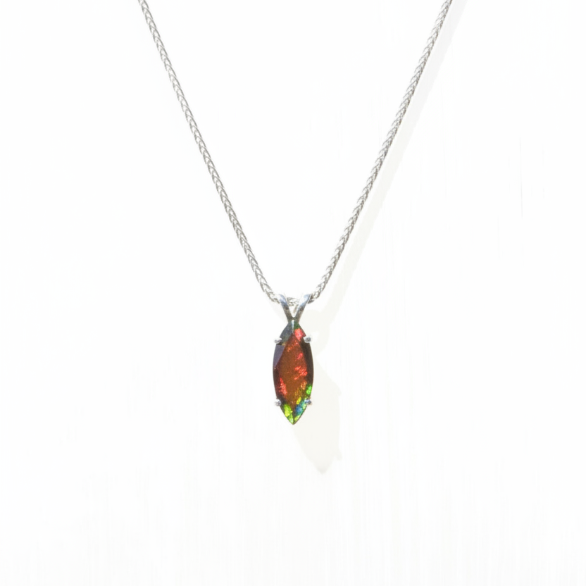 Black Opal Marquise Cut Pendant Set In Sterling Silver