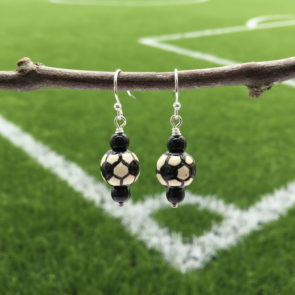 Handmade Ceramic Soccer Ball Dangle Earrings – Sports Fan Jewelry