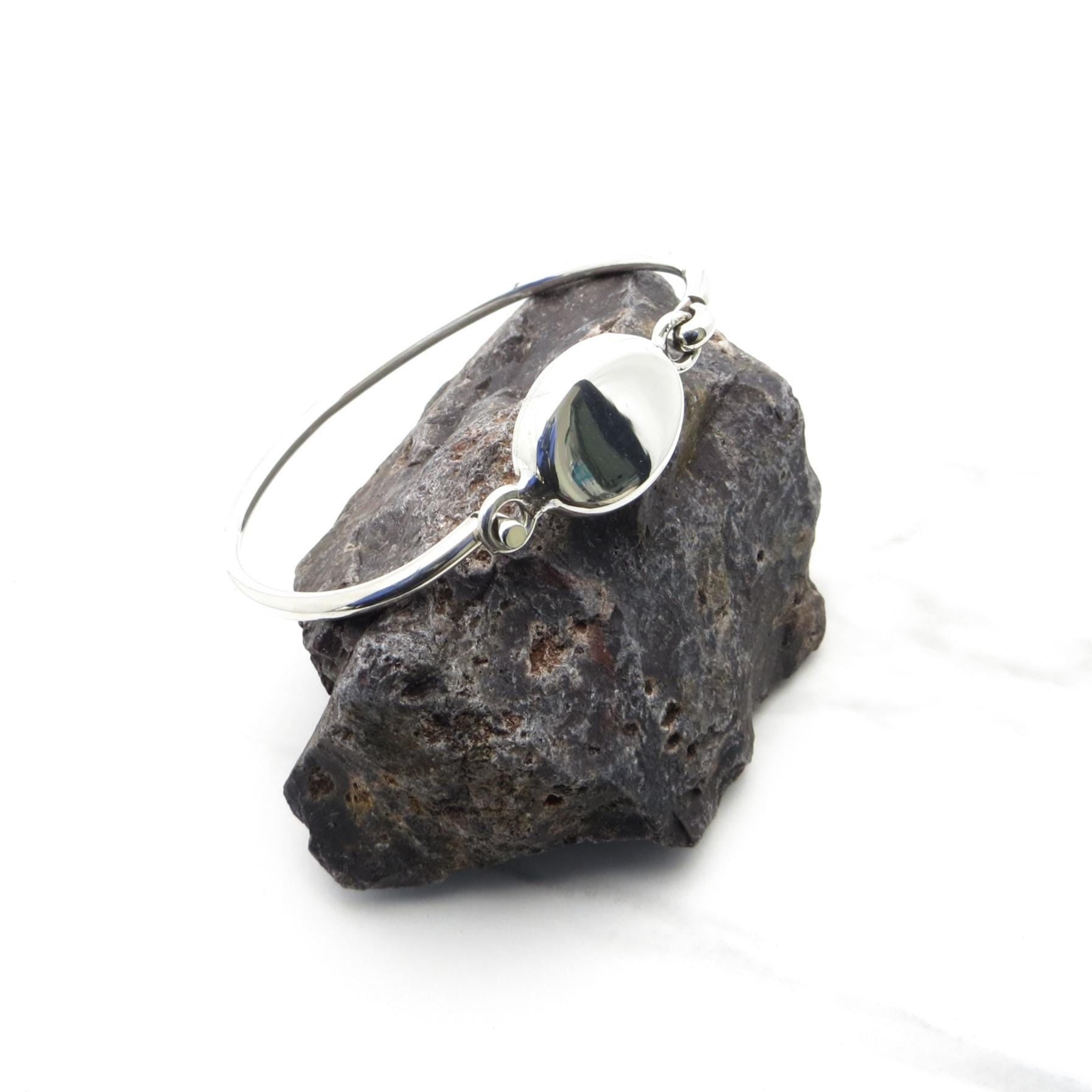 Sterling Silver Oval Engravable Hinged Bracelet