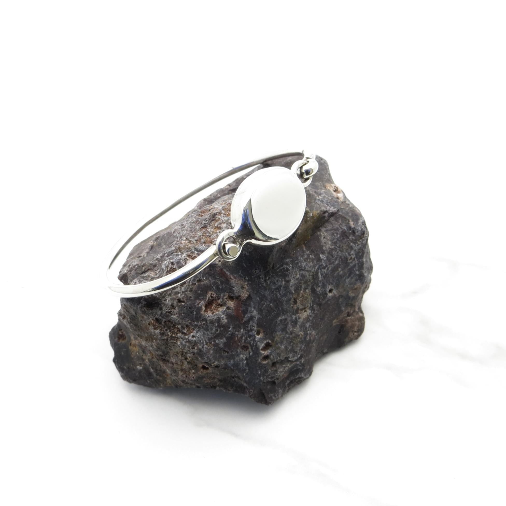 Sterling Silver Oval Engravable Hinged Bracelet