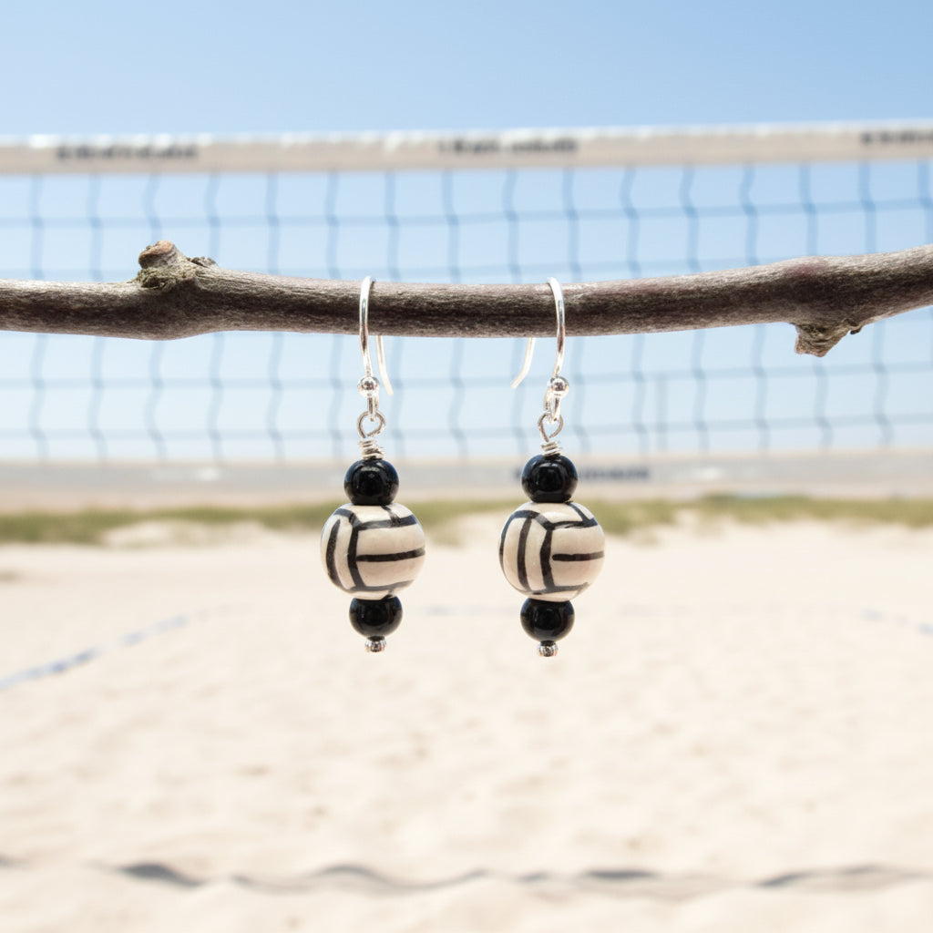 Handmade Ceramic Volleyball Earrings