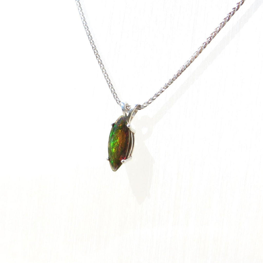 Black Opal Marquise Cut Pendant in Sterling Silver, with Chain