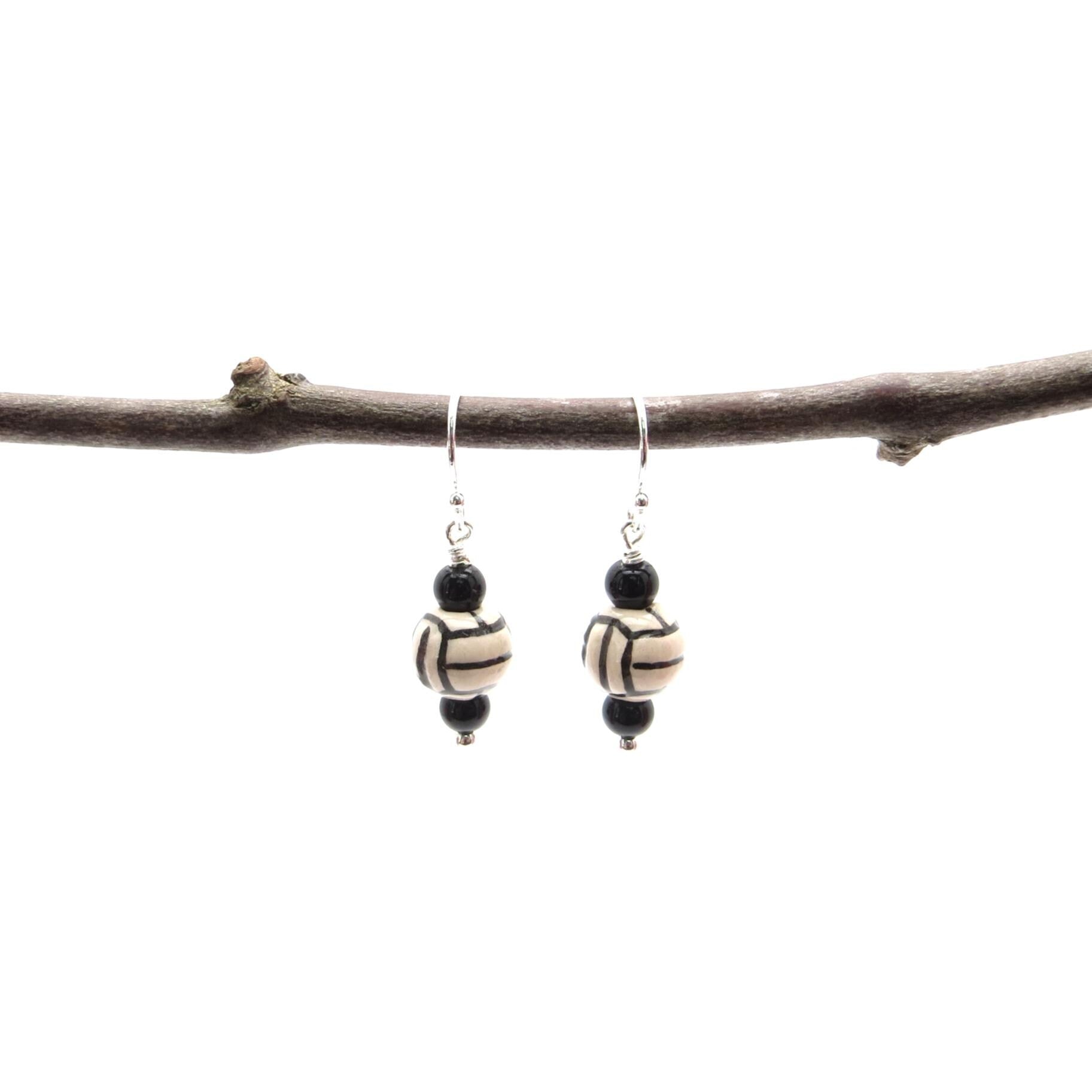 Handmade Ceramic Volleyball Earrings