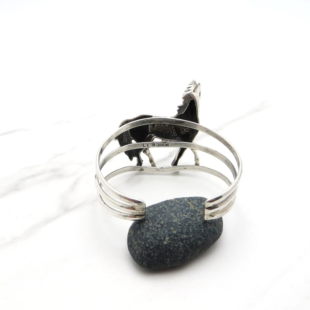 Vintage Sterling Silver Southwestern Navajo Horse Cuff Bracelet