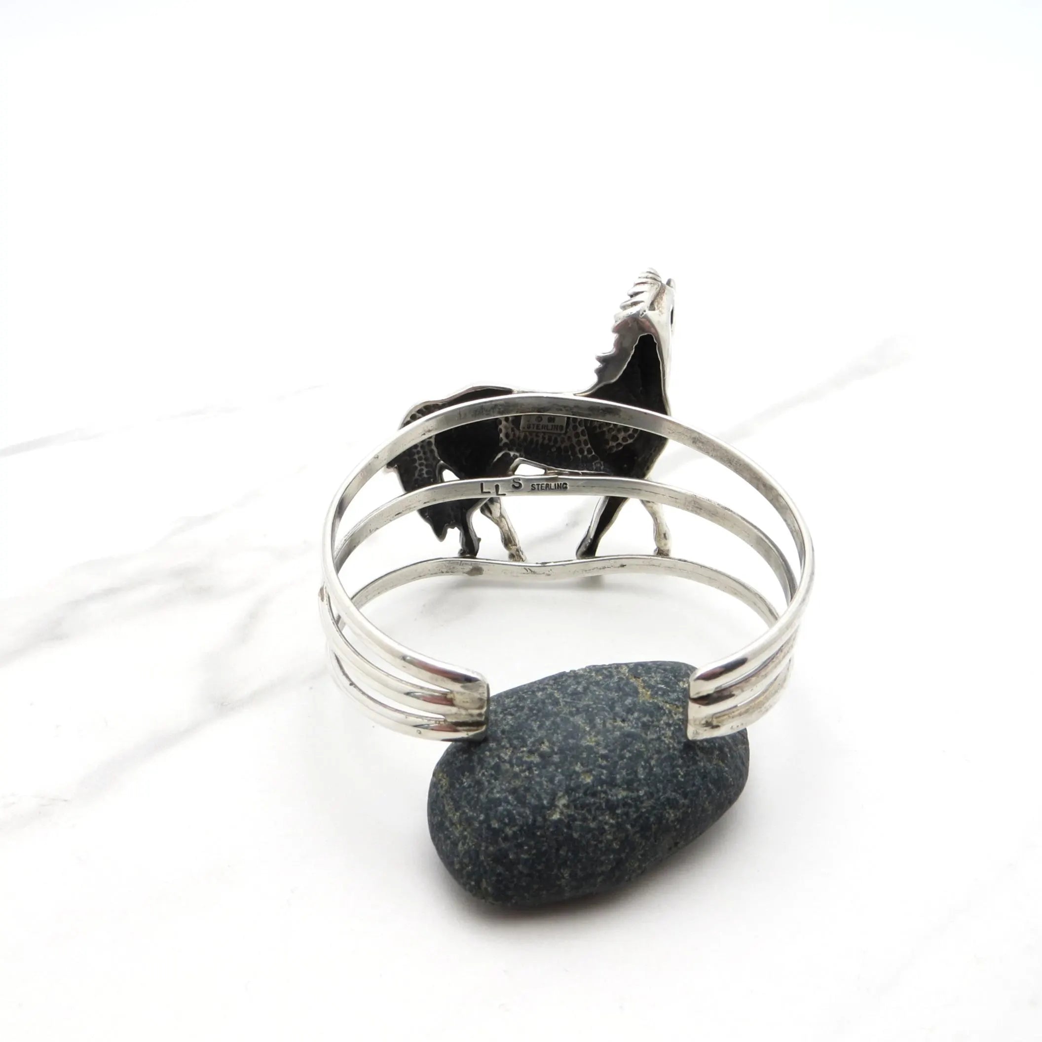 Vintage Sterling Silver Southwestern Navajo Horse Cuff Bracelet