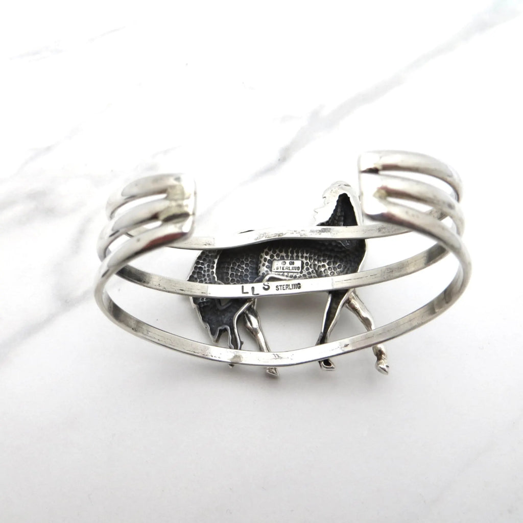 Vintage Sterling Silver Southwestern Navajo Horse Cuff Bracelet