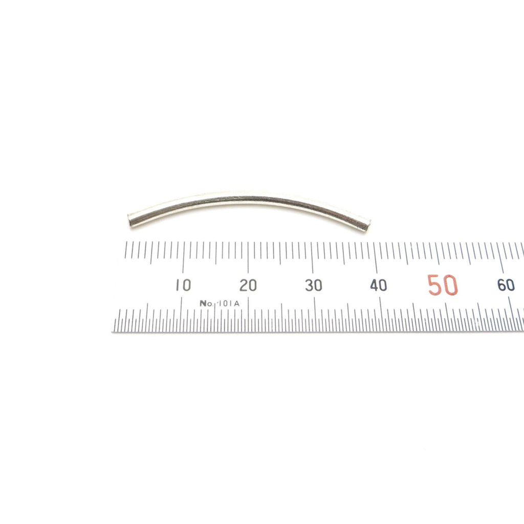 Hill Tribe Silver Curved Tubes - 40mm x 2.5mm - 97-99% Pure Silver