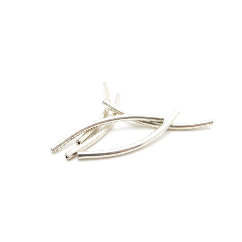 Hill Tribe Silver Curved Tubes - 40mm x 2.5mm - 97-99% Pure Silver
