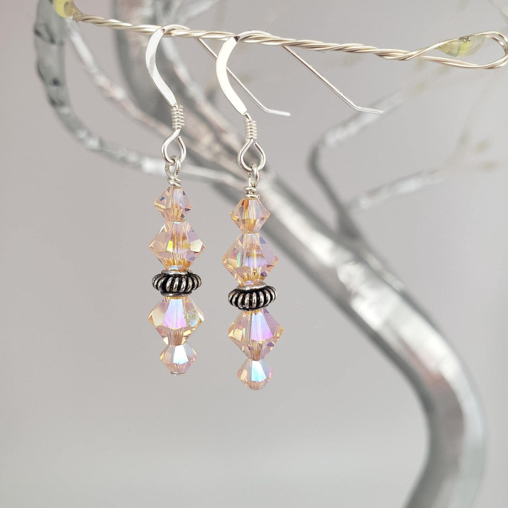 Handmade Swarovski Crystal Earrings on Sterling Wires - Peach 2xAB