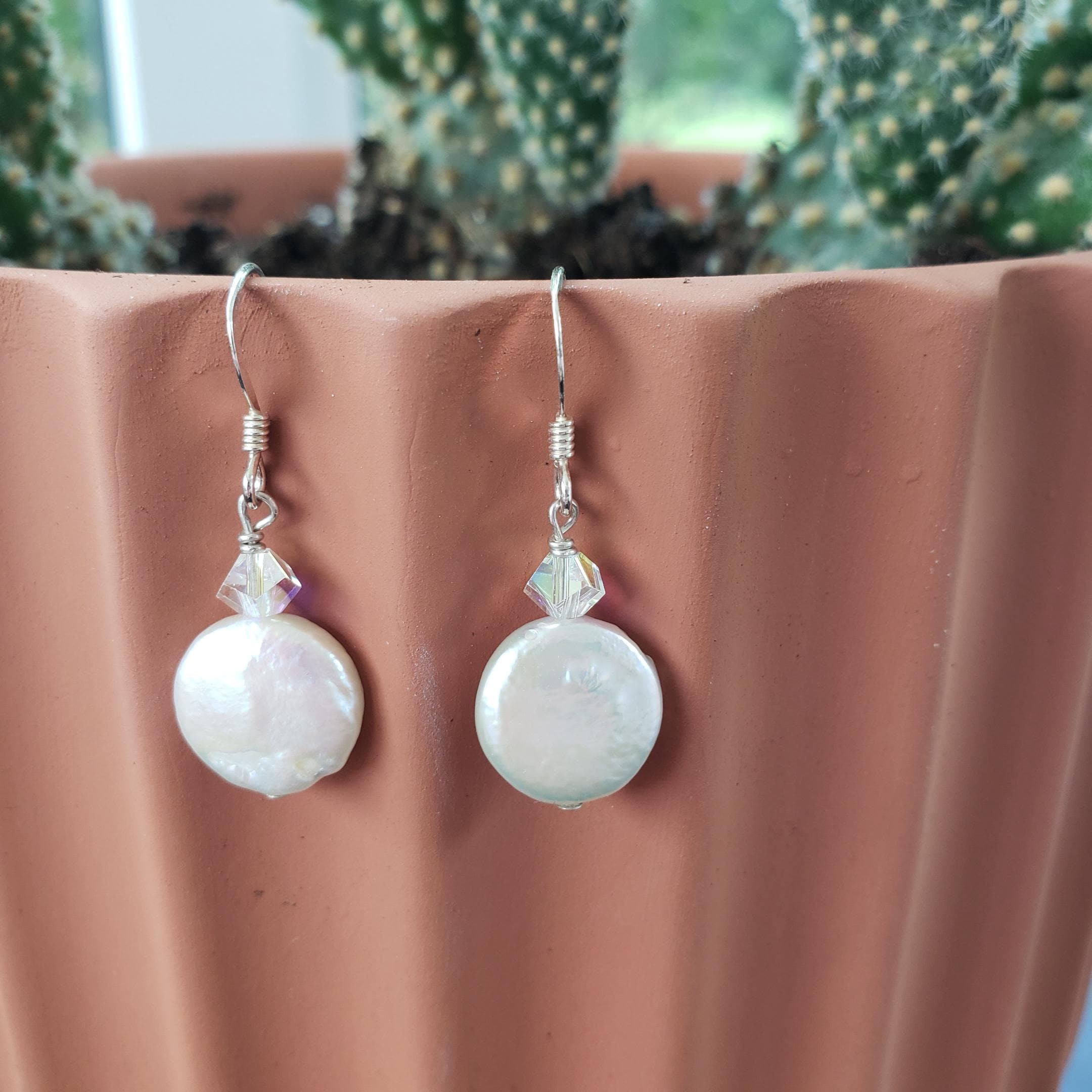 Freshwater Coin Pearls with Swarovski AB Crystals