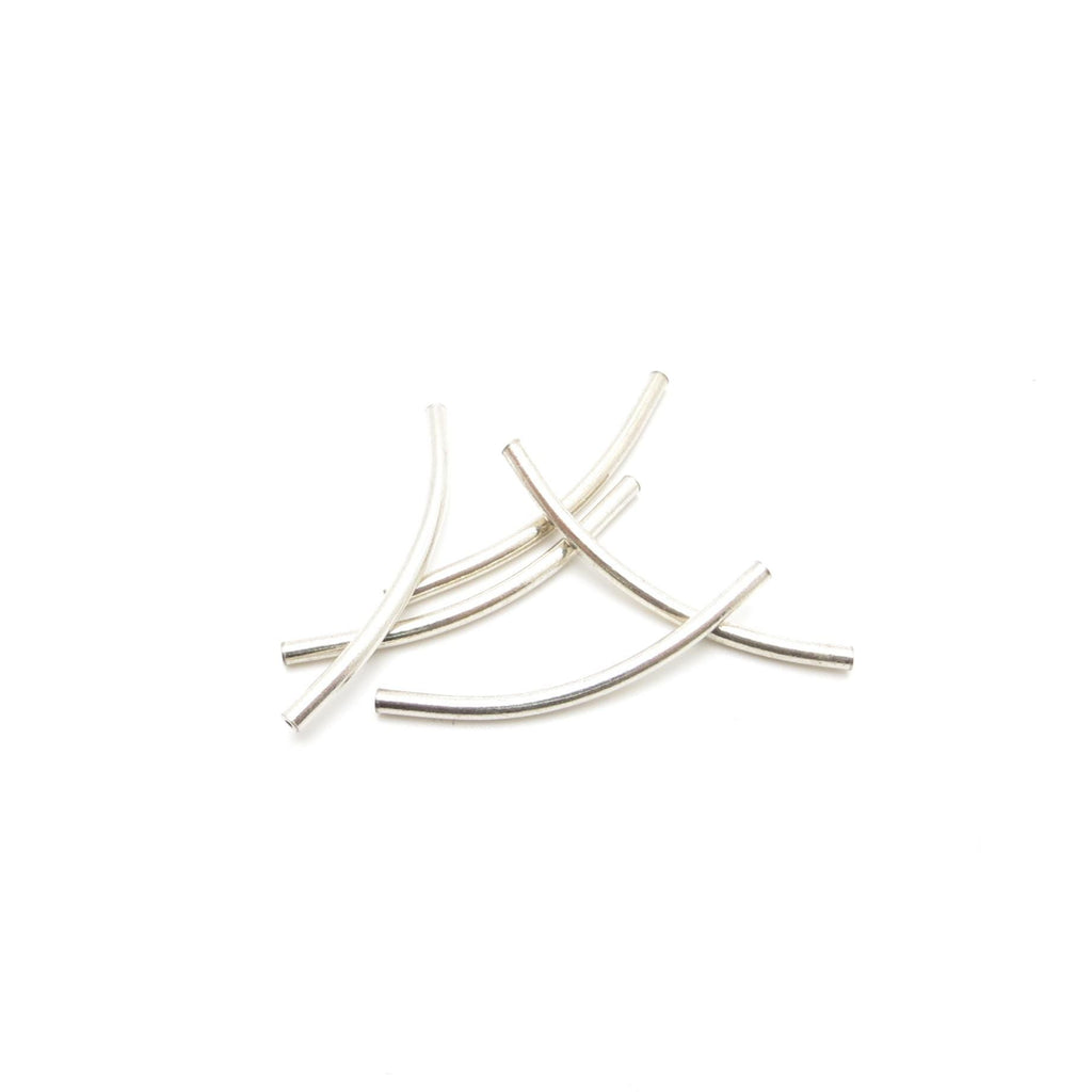 Hill Tribe Silver Curved Tubes - 40mm x 2.5mm - 97-99% Pure Silver