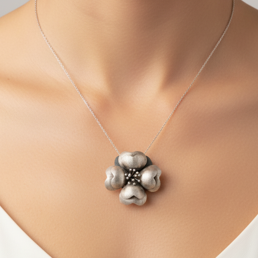 Hill Tribe Thai Silver Large Flower Pendant - 55 x 55mm