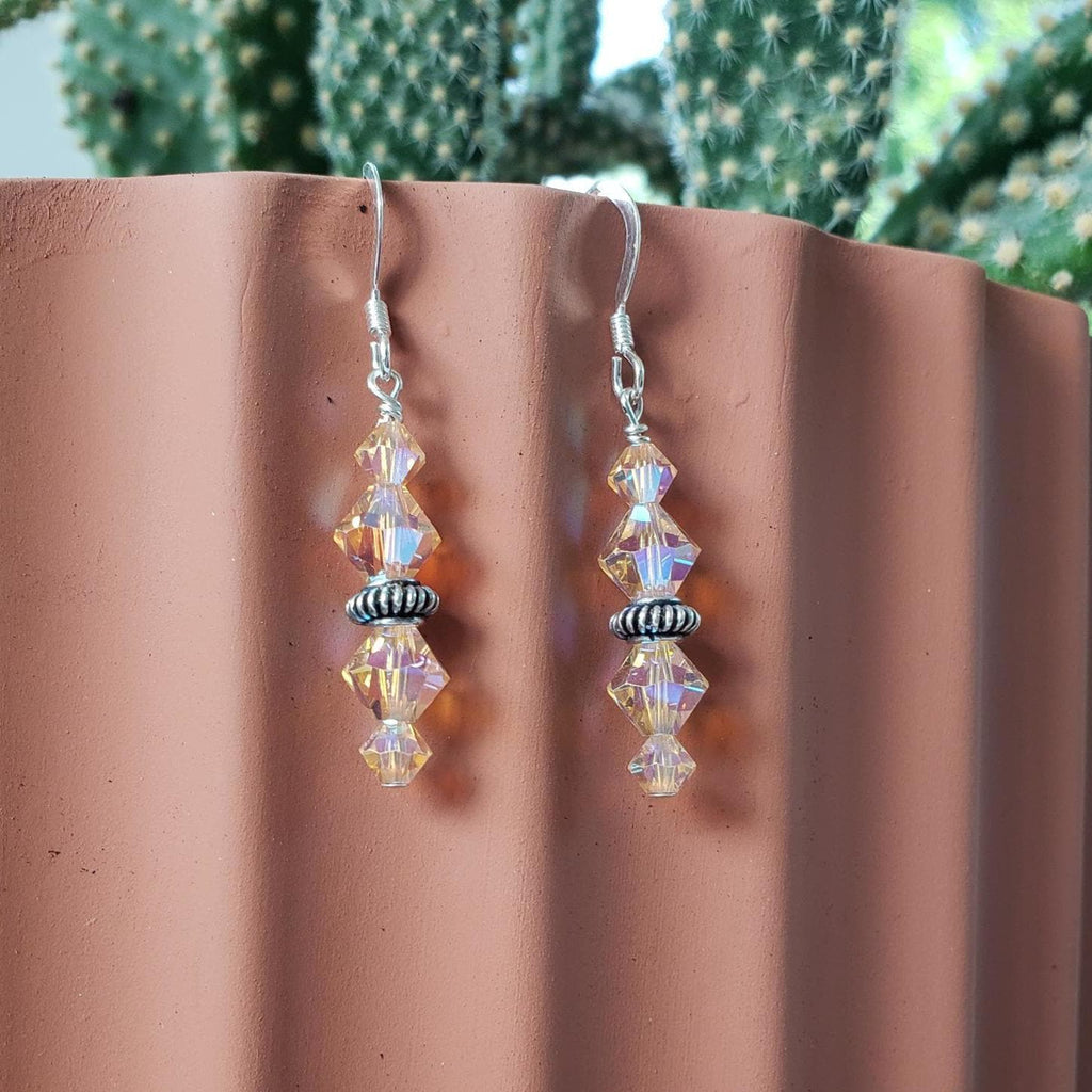 Handmade Swarovski Crystal Earrings on Sterling Wires - Peach 2xAB